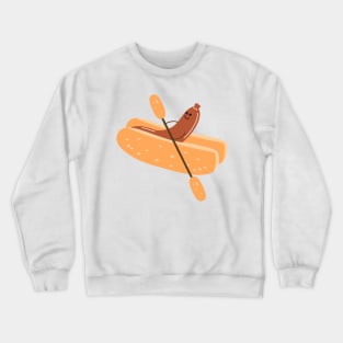 Funny sausage in a paddle boat Crewneck Sweatshirt